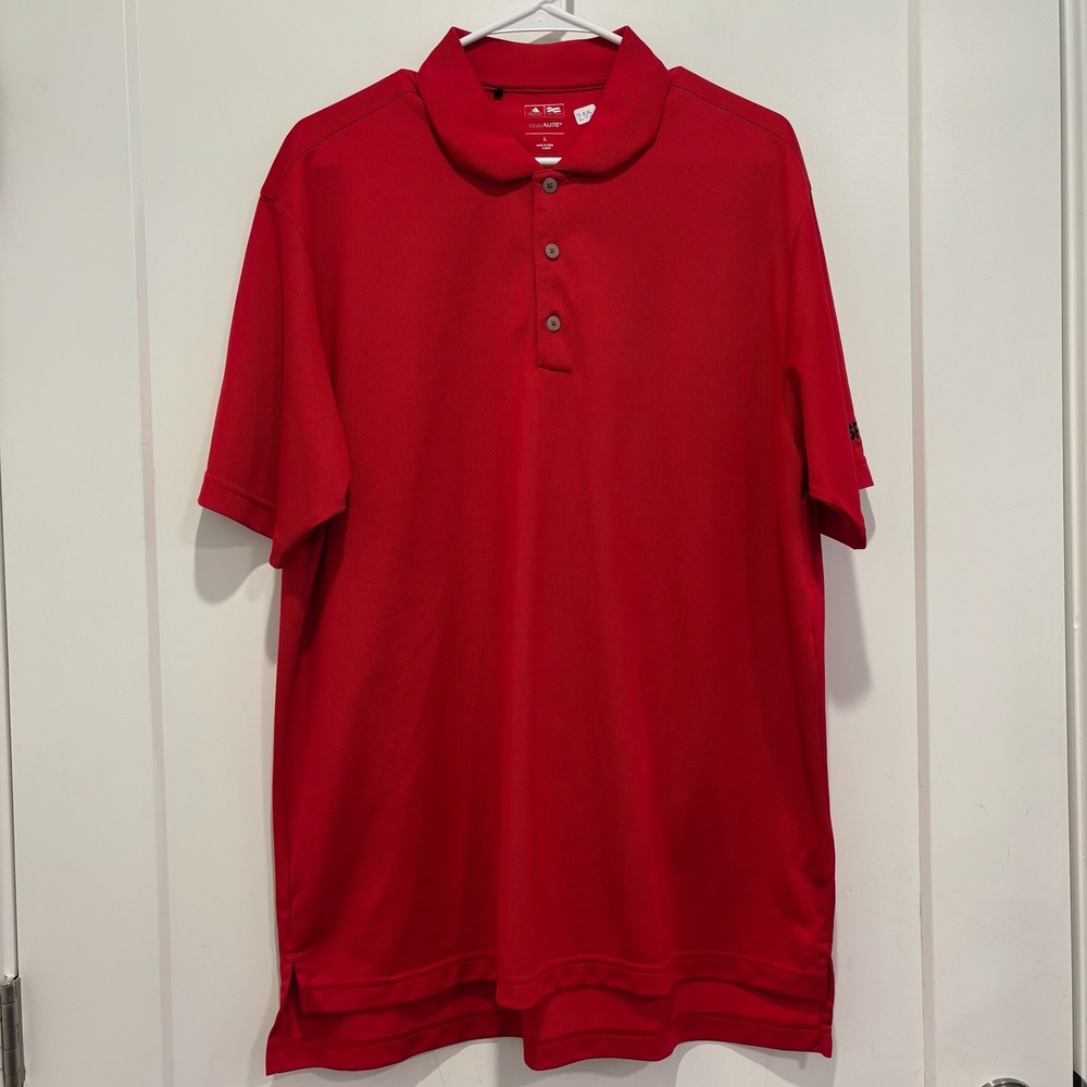 Adidas Golf Climalite Mens Red Short Sleeve Polo‎ Shirt DSOF Large #88387